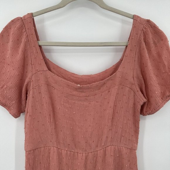 Altar'd State Pink Dot Textured Off Shoulder Short Sleeve Mini Dress Size Small‎ - Picture 2 of 6